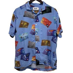 PALACE Contactless Short Sleeve Button Down Blue Shirt Size Small